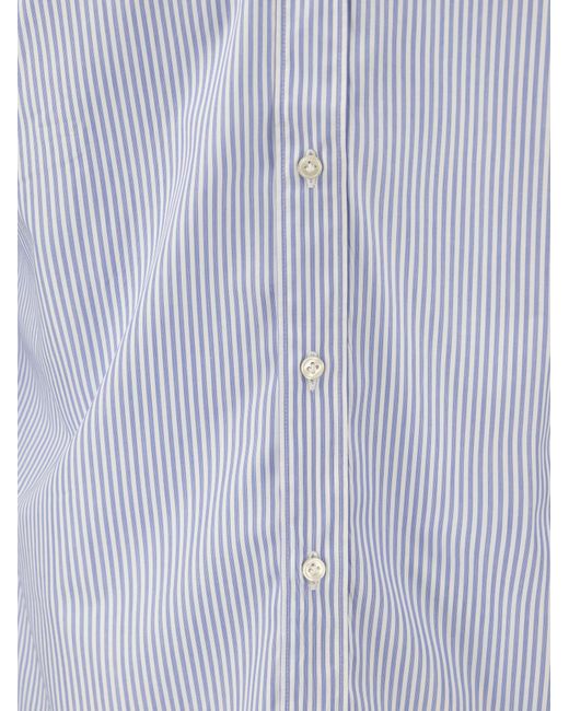 Fay Blue Cotton French Collar Shirt