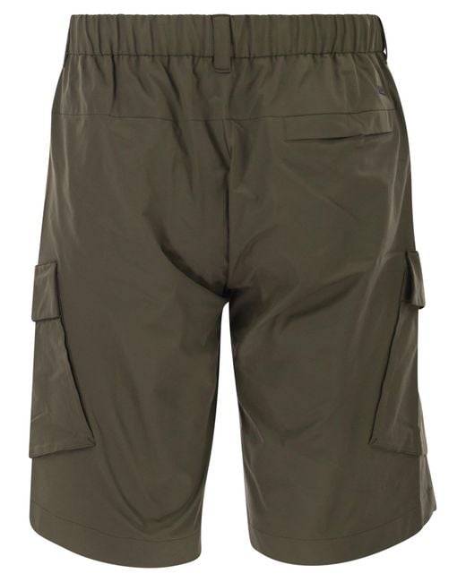 Herno Green Technical Fabric Cargo Bermuda Shorts for men