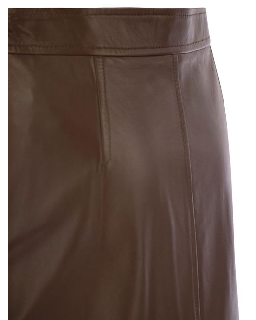 Max Mara Taiga Nappa Leather Pencil Skirt in Brown | Lyst