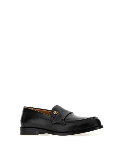 Versace Black Leather Loafers