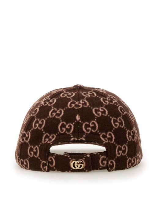 Gucci Brown Gg Canvas Wool Baseball Cap