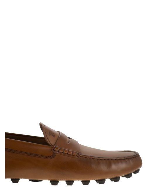 Tod's Brown Gommino Bubble Leather for men