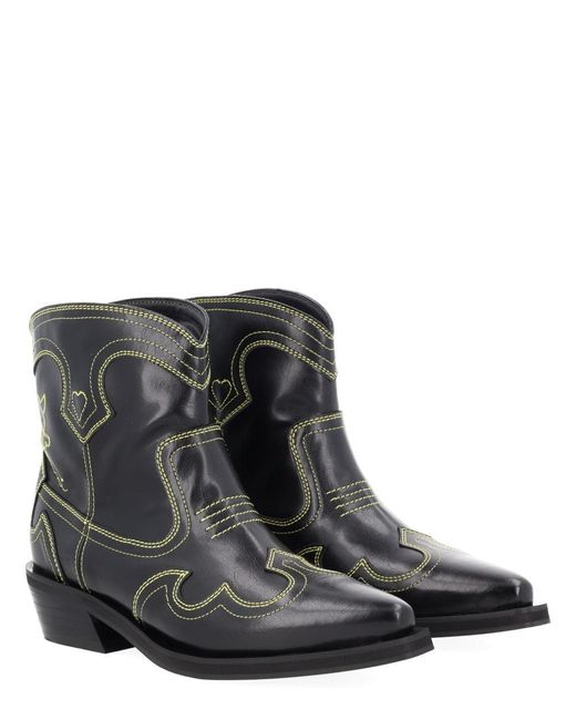 Ganni Black Low Shaft Boot Polyurethane