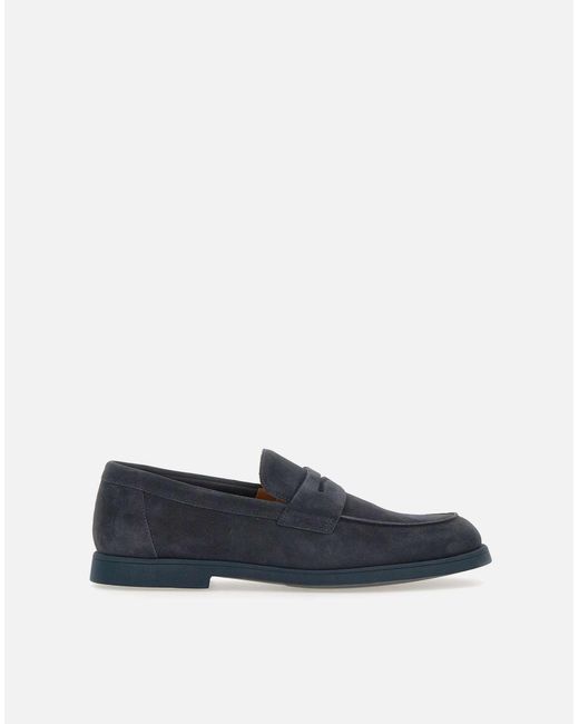 Doucal's Blue Mink Suede Loafers for men