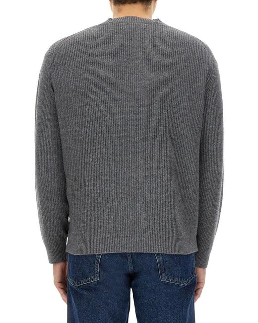 Maison Kitsuné Gray Ribbed Cardigan for men