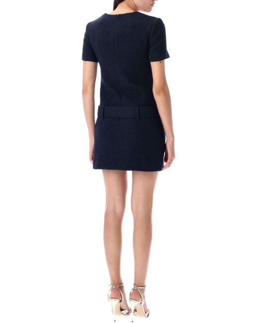 Self-Portrait Blue Bouclé Mini Dress