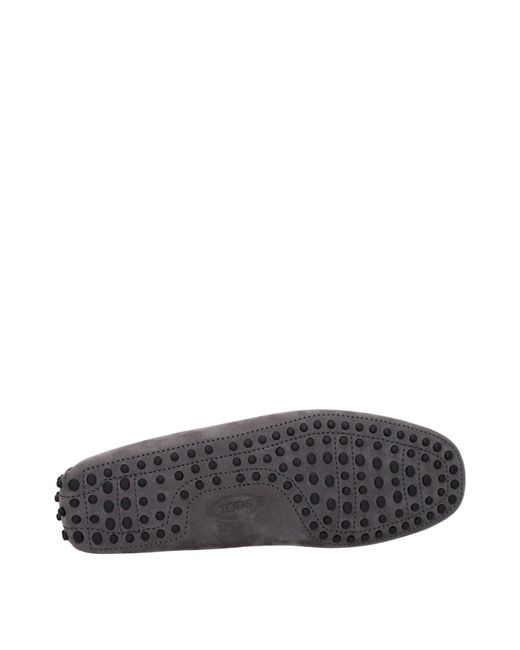 Tod's Gray Suede Moccasins/Stone