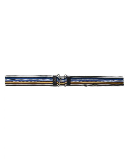 Prada White Striped Clasp Buckle Belt