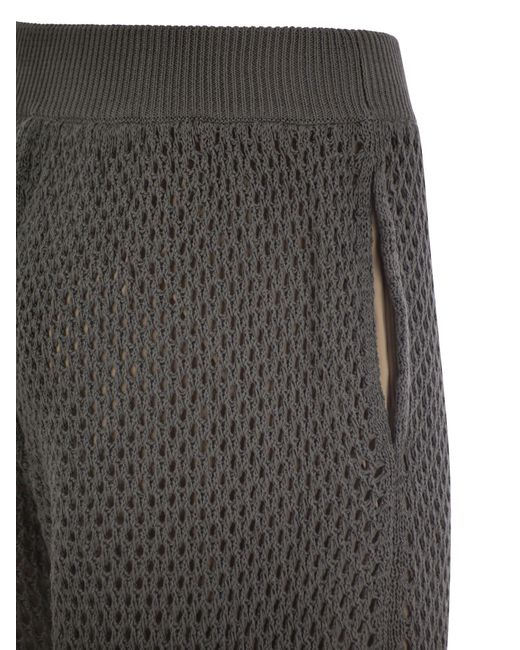Pantaloni in cotone a maglia di Brunello Cucinelli in Gray