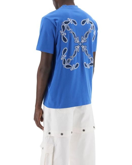 T-shirt de motif de flèche de bandana blanc hors blanc Off-White c/o Virgil Abloh pour homme en coloris Blue