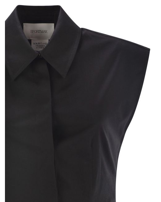 Sportmax Black Fabiana ärmellose Baumwollkleid
