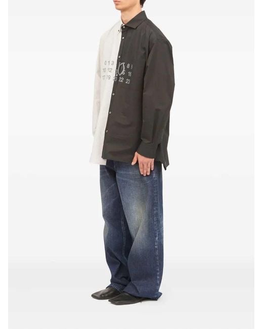 MM6 by Maison Margiela Blue Two-tone Long-sleeved Shirt for men