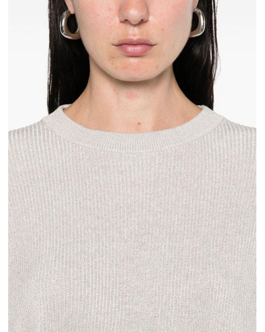 Brunello Cucinelli White Cotton Crewneck Sweater