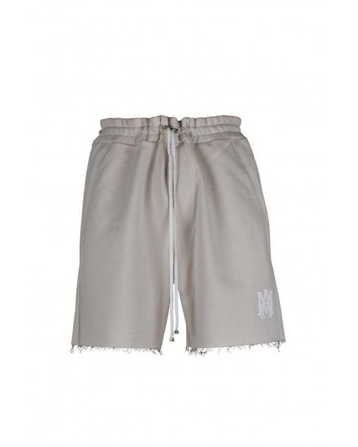 Amiri Gray Frayed Hem Off- Cotton Shorts for men