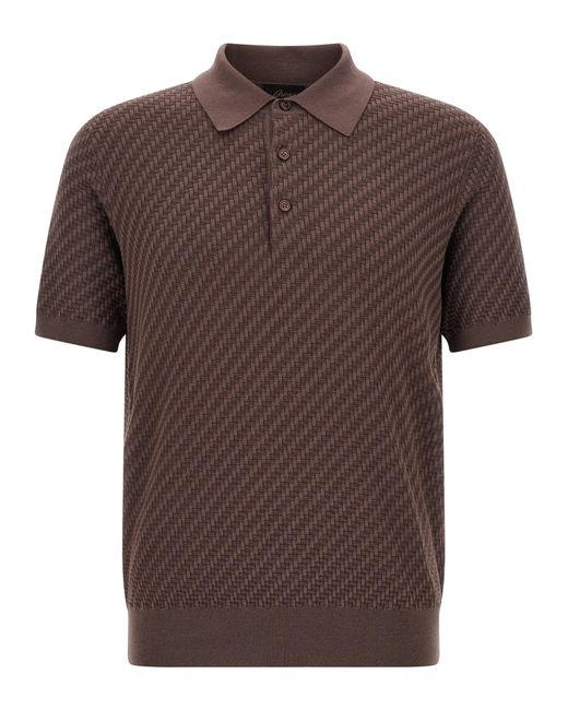 Brioni Brown Weaving Polo Plot for men