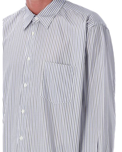 Comme des Garçons Gray Vertical Stripe Long-Sleeve Shirt for men