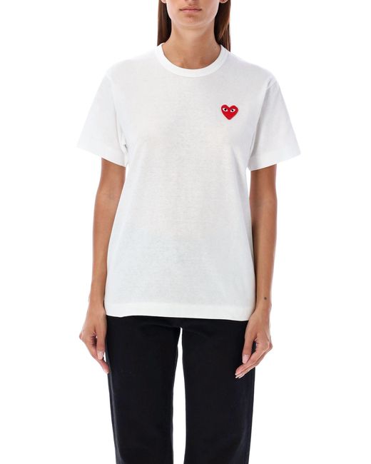 COMME DES GARÇONS PLAY White Cotton Heart Patch Crewneck Tee