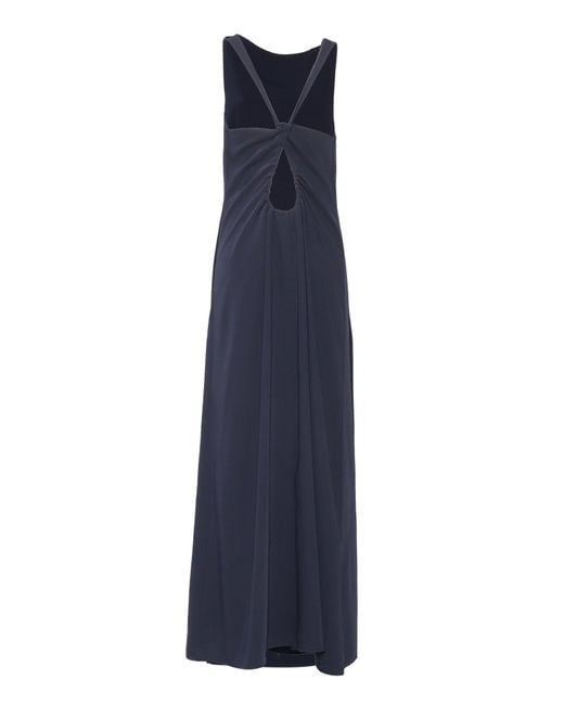 P.A.R.O.S.H. Blue Sleeveless Maxi Dress With Unique Cut-Out Detail