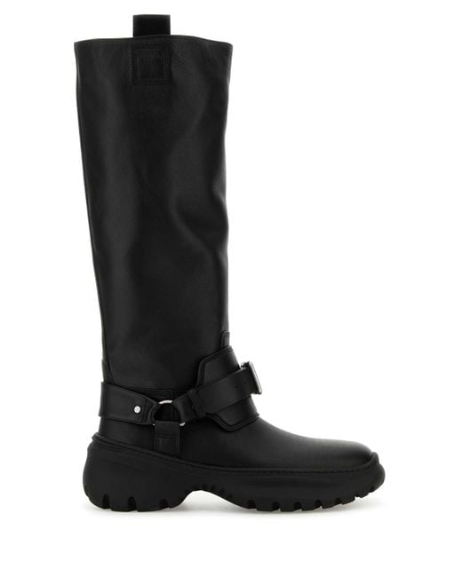 Burberry Black Calf Leather Stomp Boots