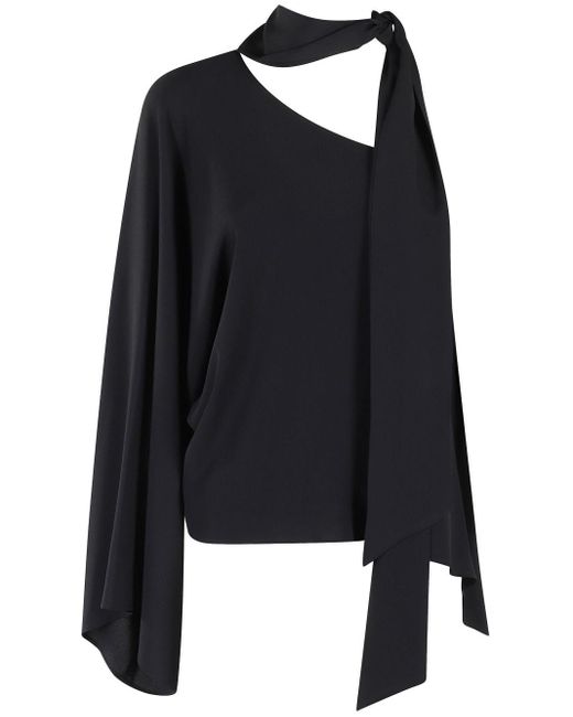 FEDERICA TOSI Black Schwarze Bluse Mit Einem Schulterträger Und Schal