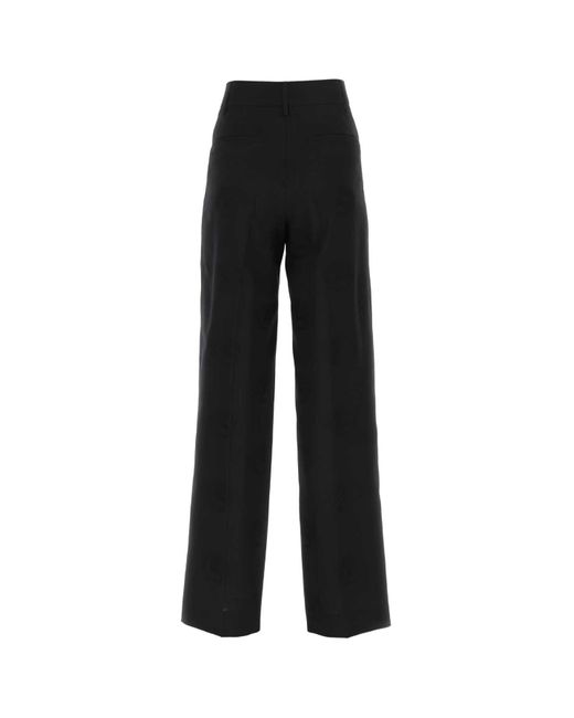 Burberry Black Wool Blend Wide-Leg Pant