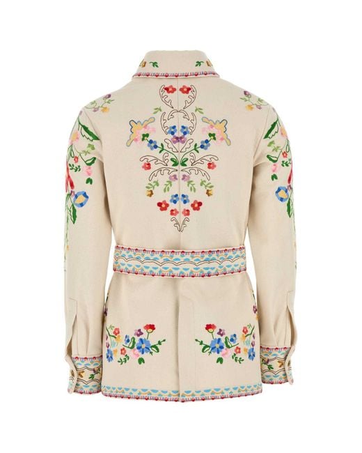 Valentino Garavani White Embroidered Denim Blazer