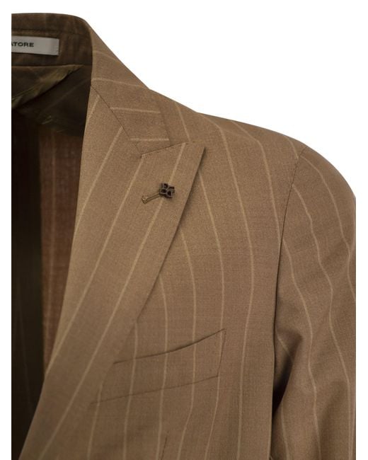 Tagliatore Natural Pinstripe Suit for men