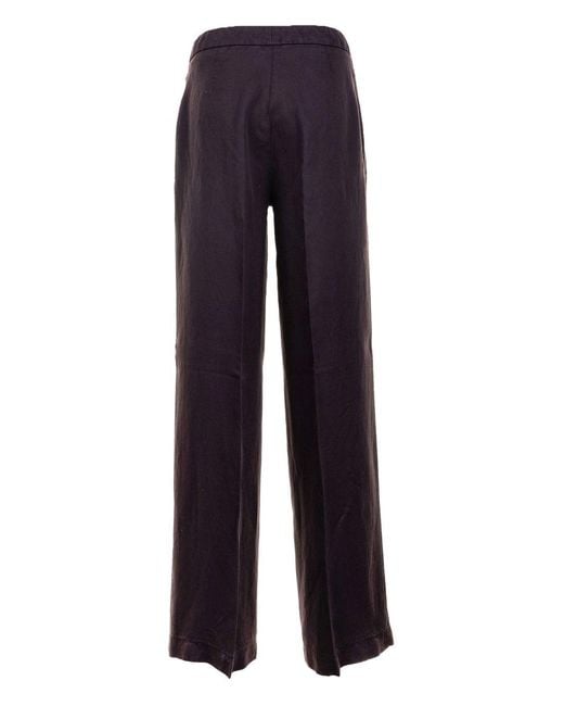 Via Masini 80 Blue Linen Wide Leg Trousers