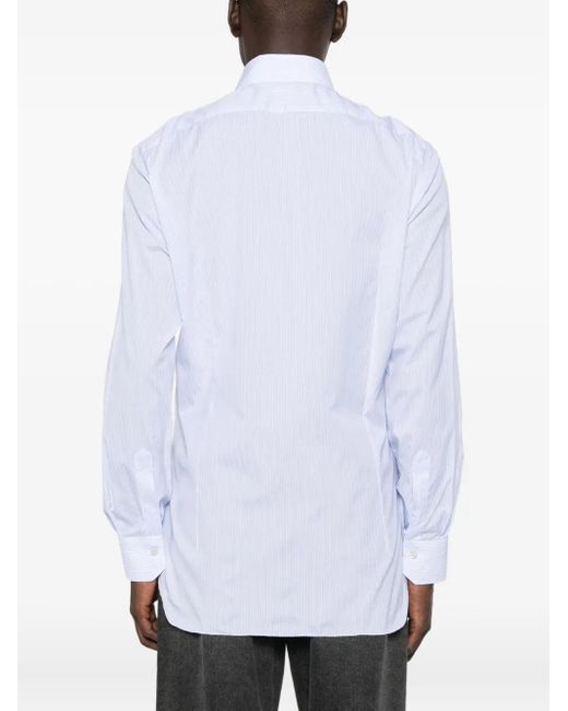 Kiton Gestreept Katoenen Overhemd in het White voor heren