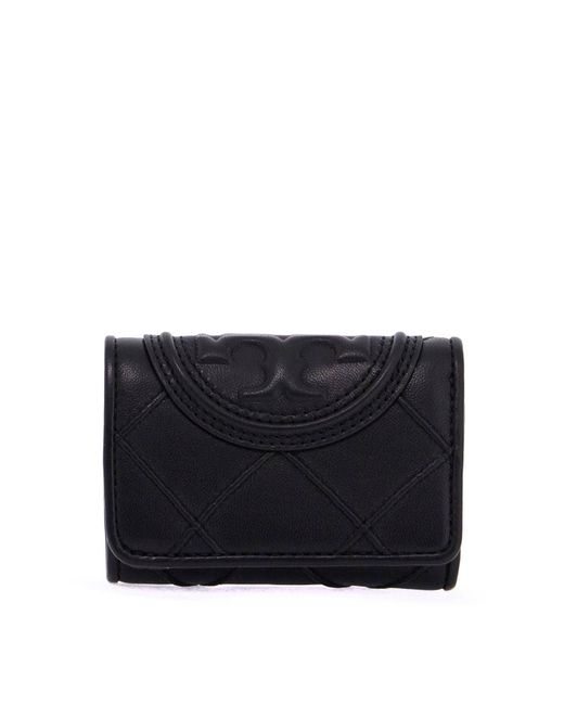 Portafoglio Tri Fold Fleming Trapuntato-Donna di Tory Burch in Black
