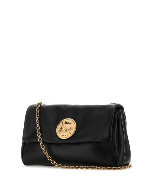 Chloé Black Leather Heritage Shoulder Bag