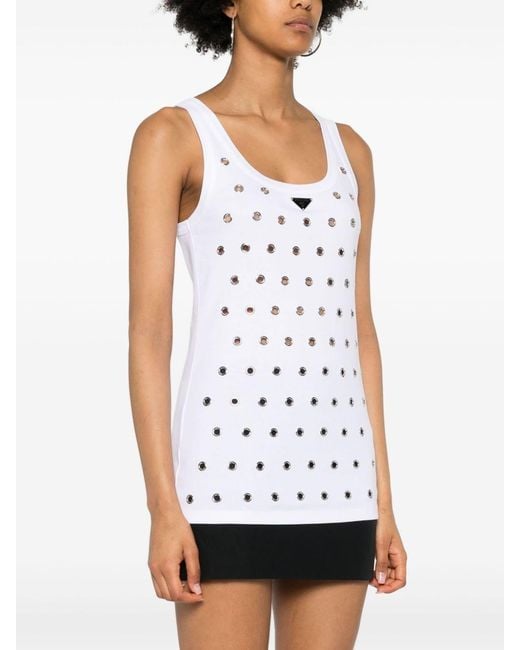 Camiseta sin mangas de algodón blanco Prada de color White