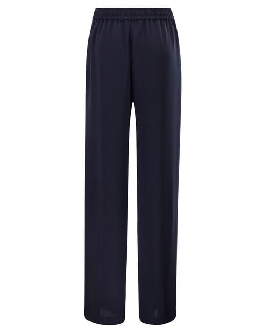 Herno Blue Flowing Wide-Leg Trousers With Drawstring