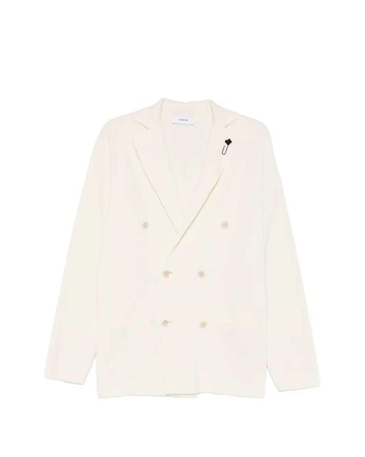 Lardini White Double-breasted Blazer
