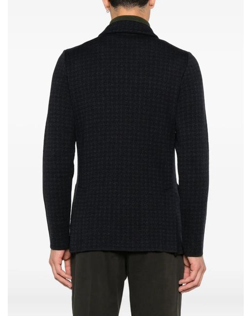 Lardini Black Double-Breasted Jacket With Houndstooth Pattern