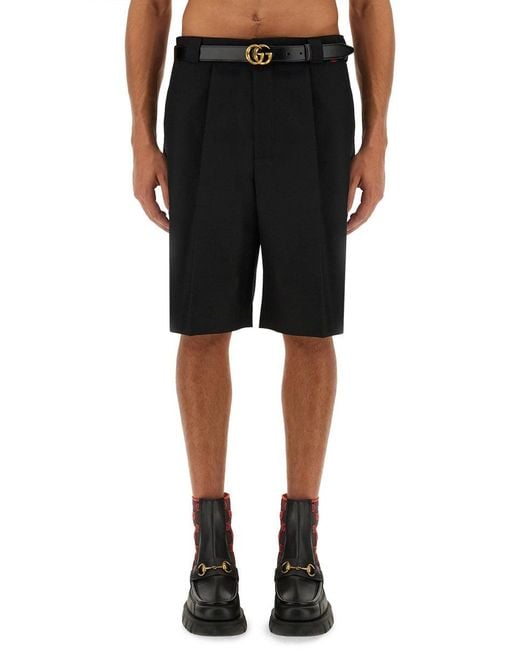Wool Blend Twill Shorts Gucci pour homme en coloris Black