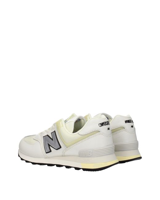 New Balance White Sneakers 574 Uomo Tessuto for men