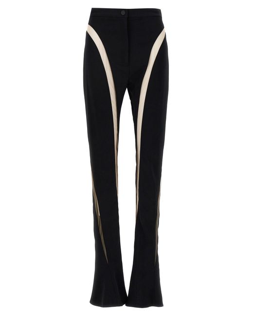 Mugler Black Mesh Insert Leggings