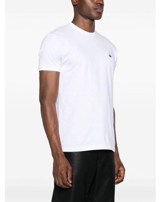 Vivienne Westwood Cotton Crew Neck T-Shirt With Signature Orb in White für Herren