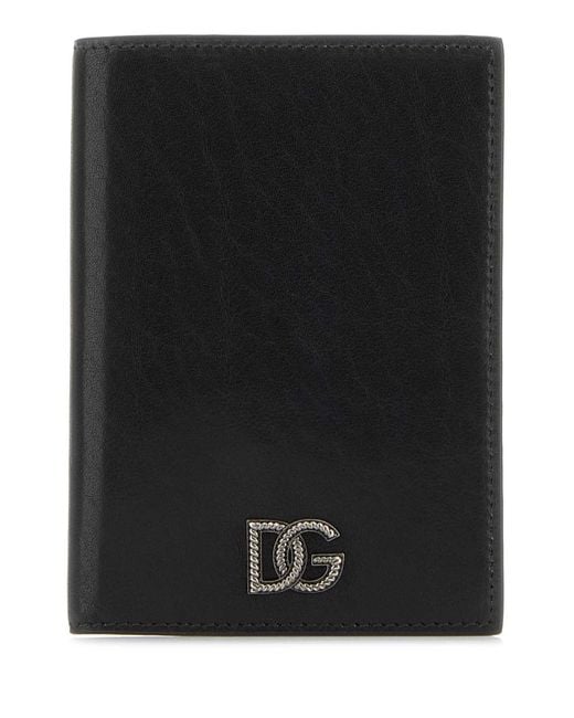Dolce & Gabbana Black Leather Passport Holder for men
