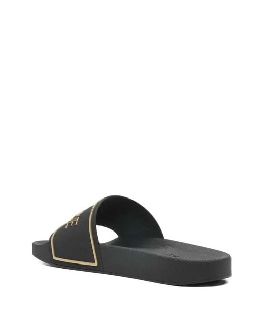 Versace White Slide Sandals With Embossed Logo