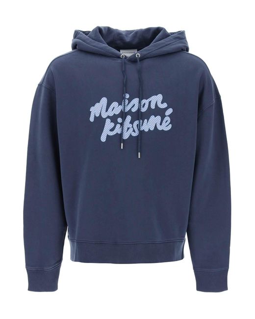 Maison Kitsuné Sweatshirt Met Capuchon Met Geborduurd Logo in het Blue voor heren