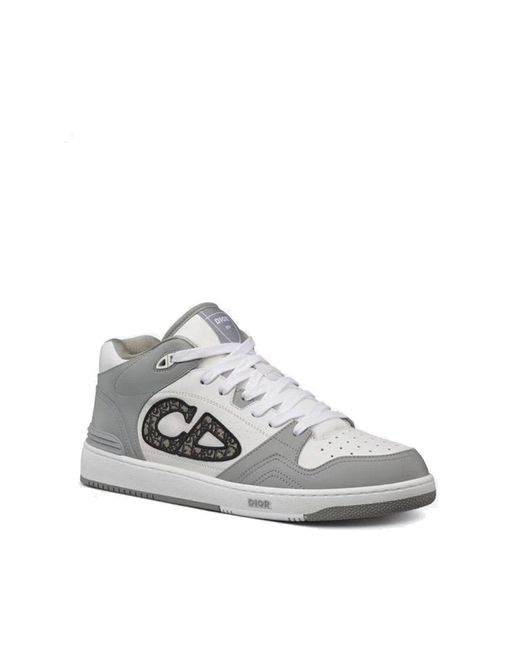 Dior Gray B57 Mid Leather Sneakers
