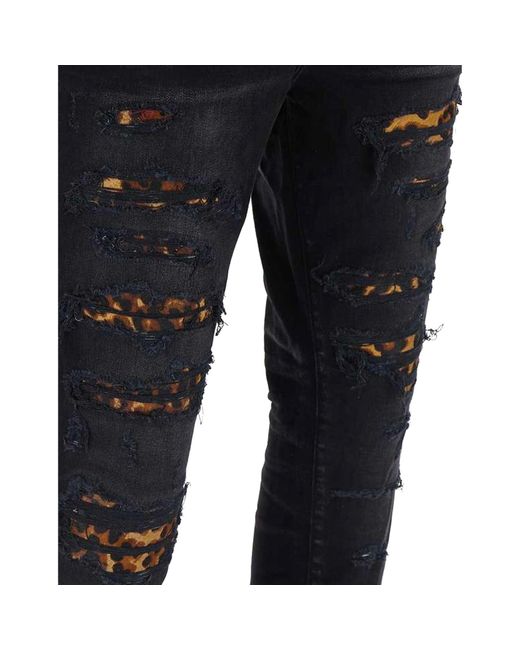 Amiri Leopard Denim Jeans in het Black voor heren