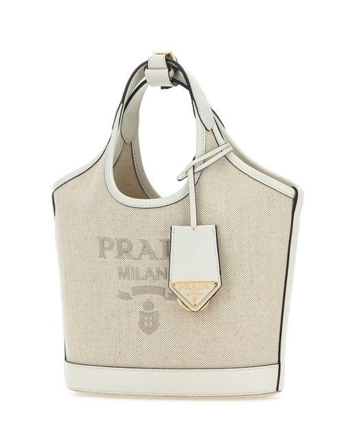 Prada Natural Sand Canvas Handbag