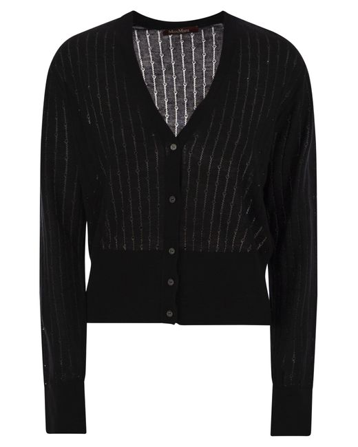 Max Mara Nogara Wol En Silk Cardigan Met Pailletten in het Black