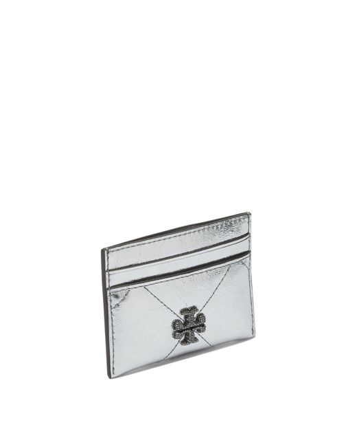 Tory Burch Gray Cow Leather Card Holder