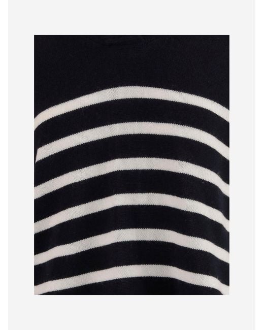 Allude Black Cashmere Striped Sweater