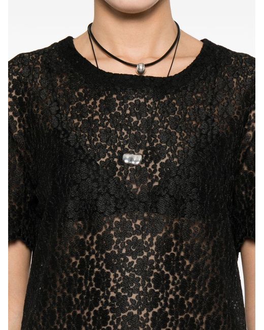 Ermanno Scervino Black Embroidered T-Shirt