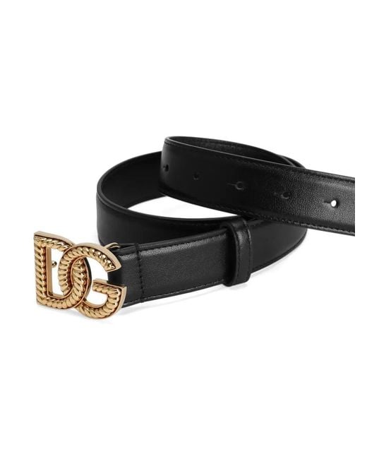 Dolce & Gabbana White Leather Belt With Logo Plaque